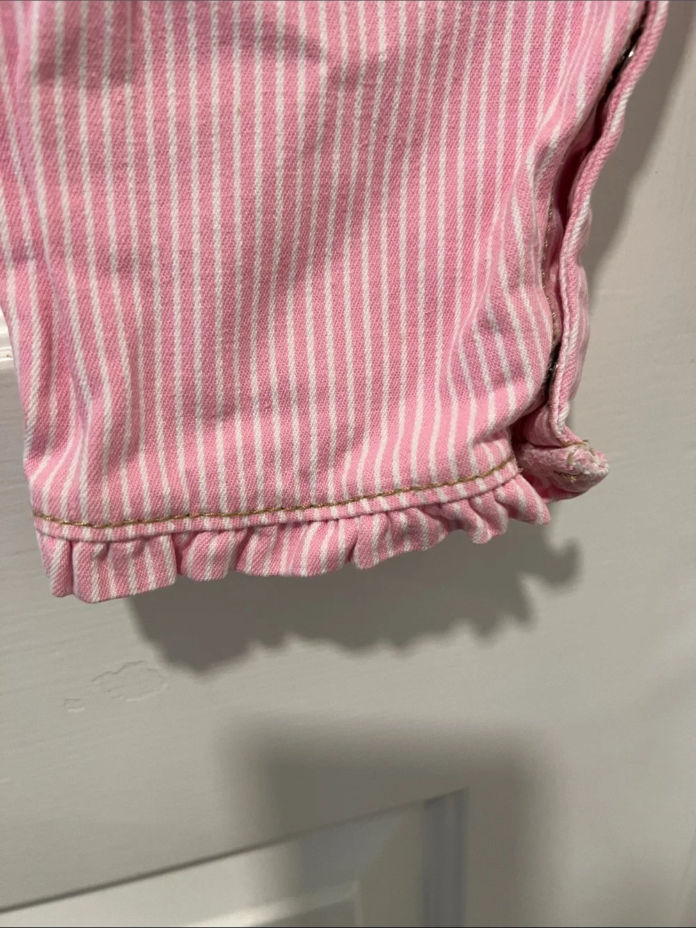 Vintage OshKosh B'gosh Pink Striped Butterfly Embroidered Overalls